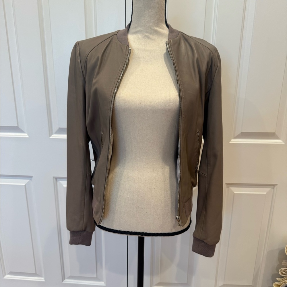 Taupe Authentic Leather Jacket